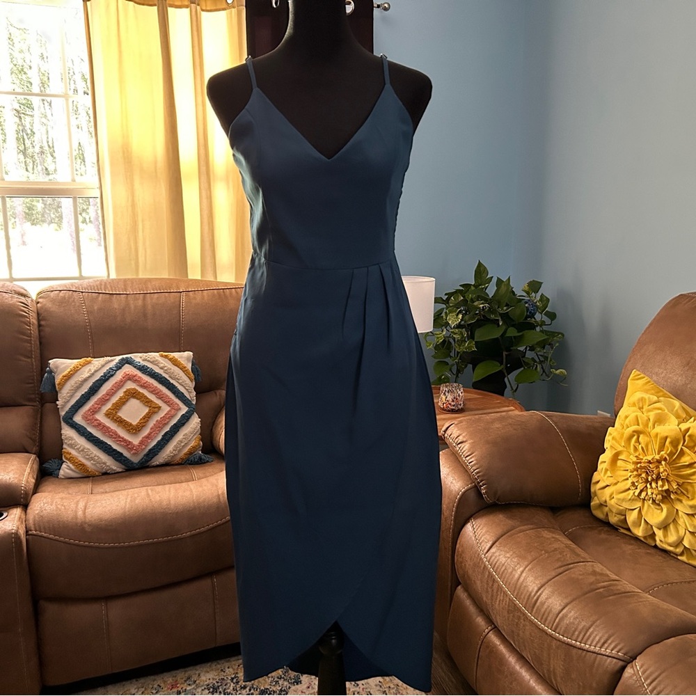 Teal Midi length Cocktail Dress
